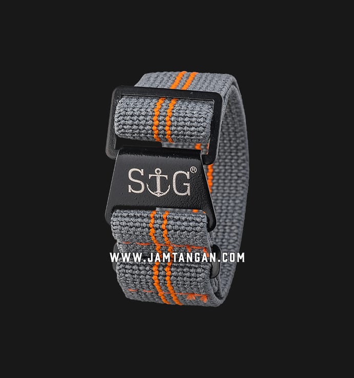 Strap Guy MN-GRY-ORG-02-20B Grey Nylon 2 Orange Stripe Black Folding Clasp