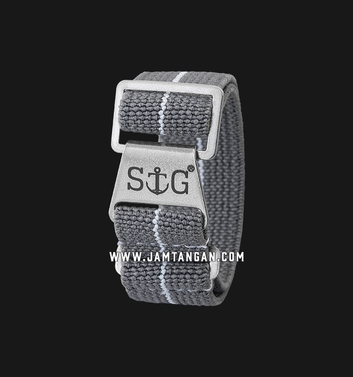 Strap Guy MN-GRY-WHT-19A Grey Nylon White Stripe Silver Folding Clasp
