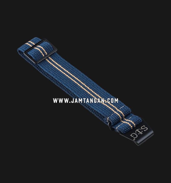 Strap Guy MN-NBL-SND2-18B Blue Nylon 2 Sand Stripe Black Folding Clasp