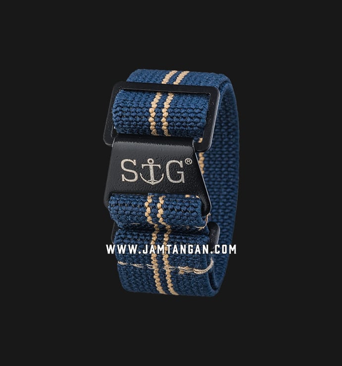 Strap Guy MN-NBL-SND2-20B Navy Blue Nylon 2 Sand Stripe Black Folding Clasp