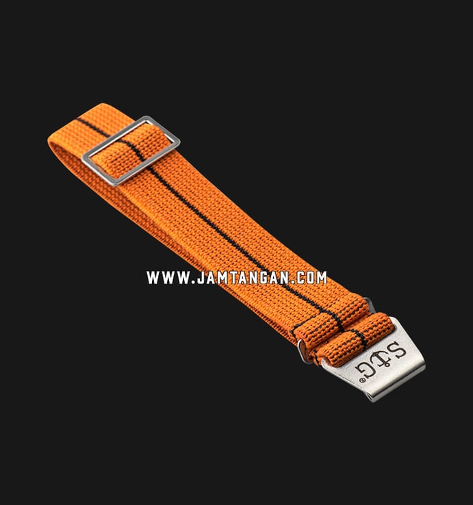 Strap Guy MN-ORG-BLK-18A Orange Nylon Black Stripe Silver Folding Clasp