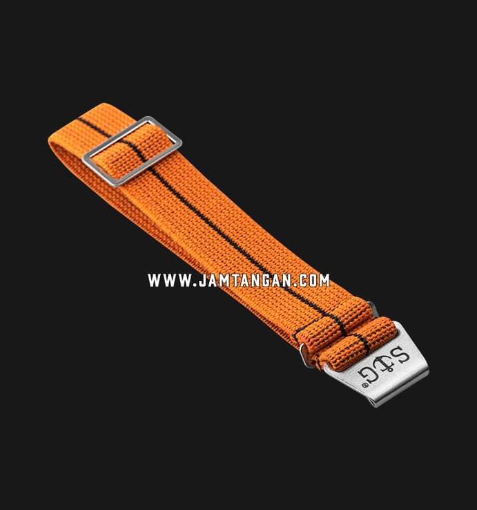 Strap Guy MN-ORG-BLK-20A Orange Nylon Black Stripe Silver Folding Clasp