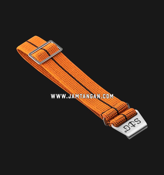 Strap Guy MN-ORG-BLK-22A Orange Nylon Black Stripe Silver Folding Clasp