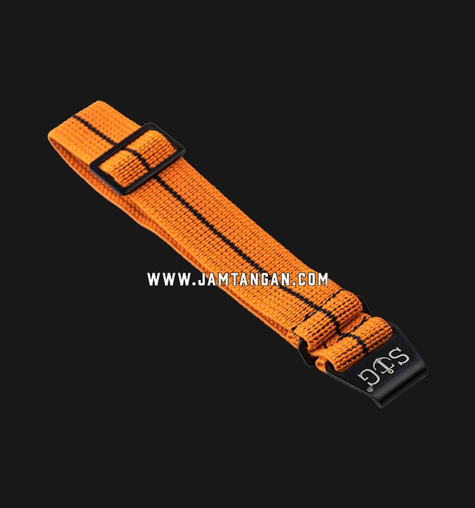 Strap Guy MN-ORG-BLK-22B Orange Nylon Black Stripe Black Folding Clasp