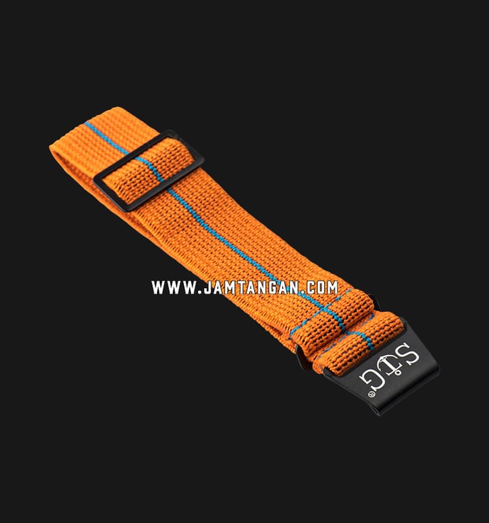 Strap Guy MN-ORG-CYN-20B Orange Nylon Cyan Stripe Black Folding Clasp