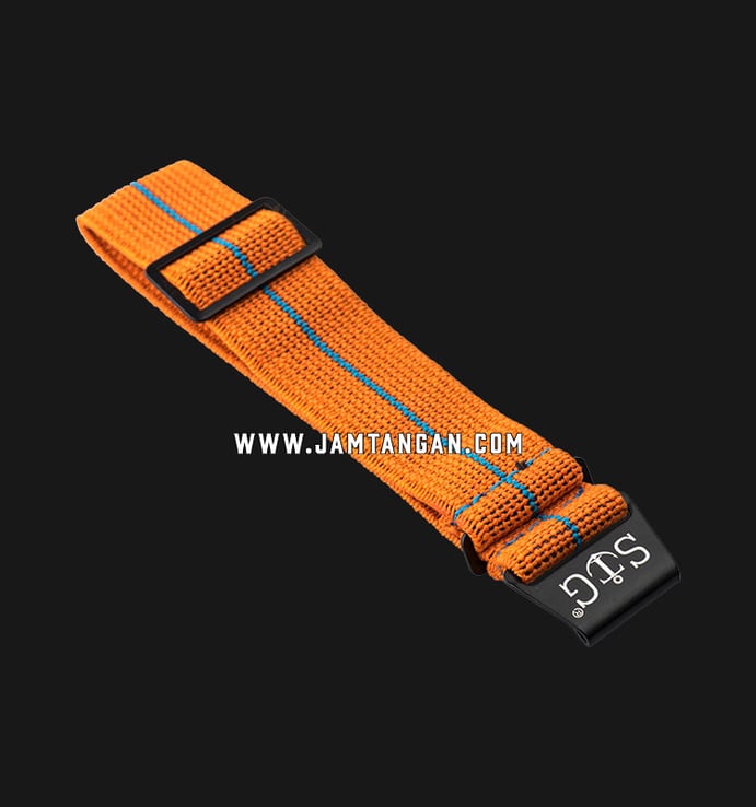 Strap Guy MN-ORG-CYN-22B Orange Nylon Cyan Stripe Black Folding Clasp