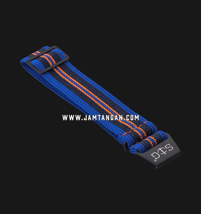 Strap Guy MN-SAMUDRA-20B Blue Nylon Orange-Black Stripe Black Folding Clasp