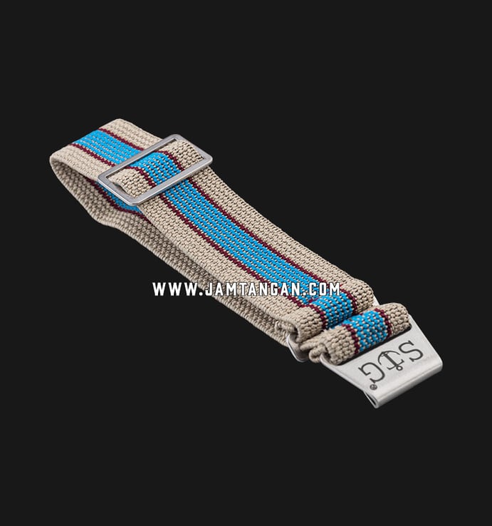 Strap Guy MN-SND-CYN-EX-20A Sand Nylon Dual Color Stripe Silver Folding Clasp