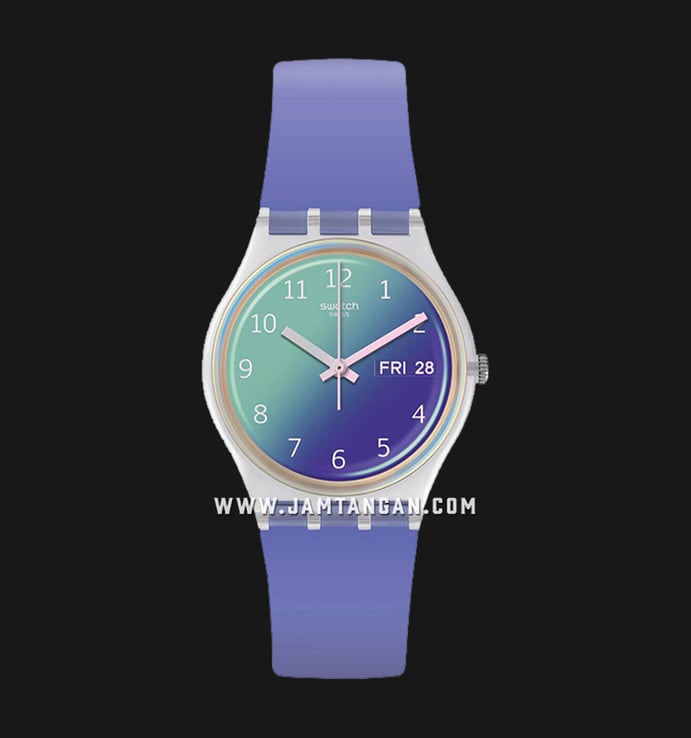 Swatch GE718 Ultralavande Ladies Dual Color Dial Purple Rubber Strap