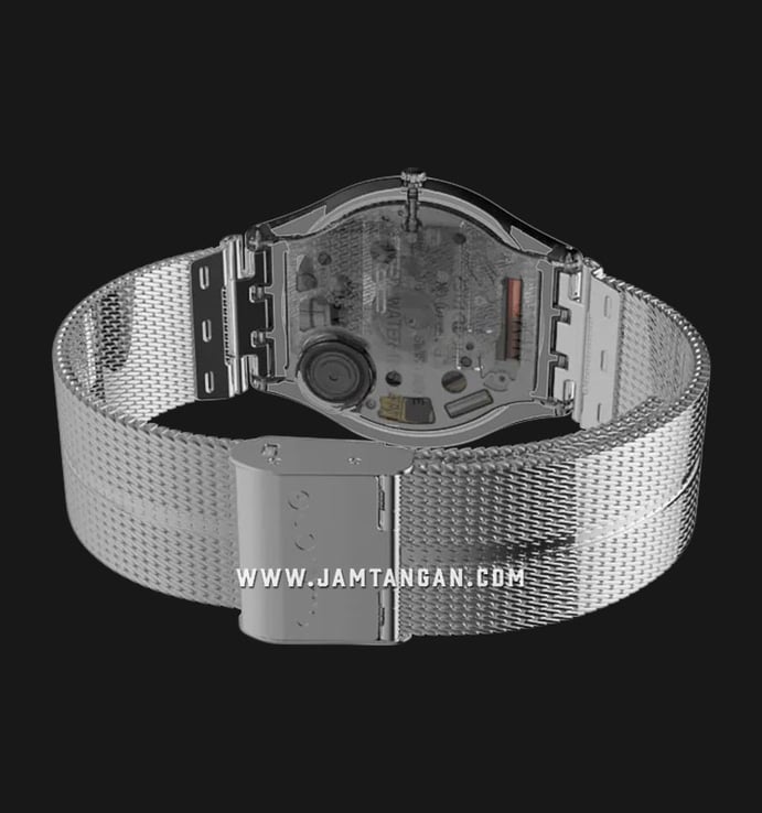 Swatch SFE109M Sky Net Sun Brushed Silver Dial Mesh Strap