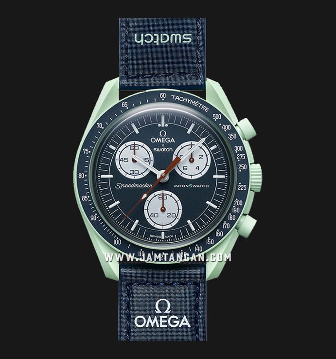 Swatch X Omega Bioceramic Moonswatch SO33G100 Speedmaster Blue Dial Blue Velcro Strap