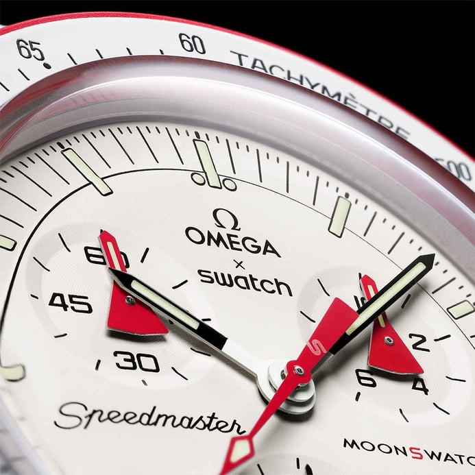 Swatch X Omega Bioceramic Moonswatch SO33R100 Speedmaster White Dial White Velcro Strap