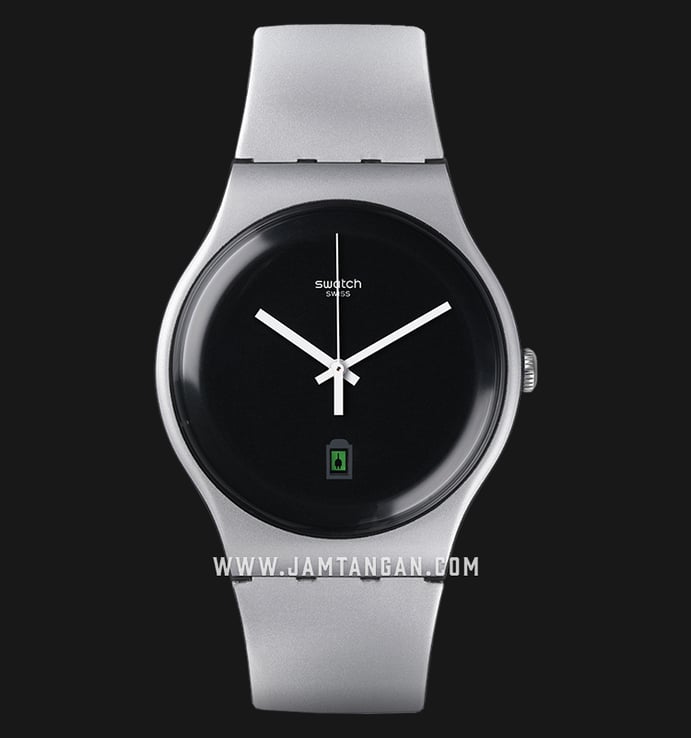 Swatch Originals SUOB401 Be Charged Black Dial Grey Rubber Strap