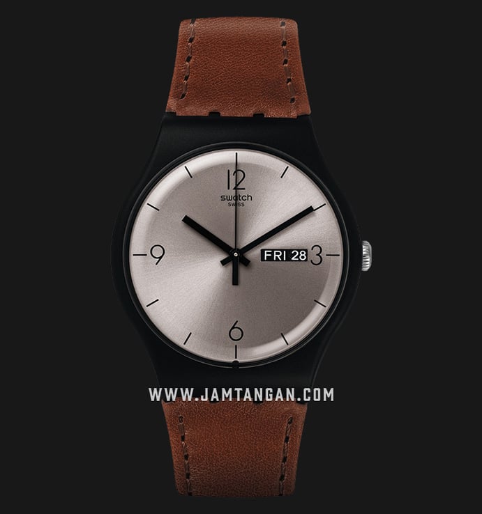 Swatch Originals SUOB721 Lonely Desert Grey Dial Brown Leather Strap