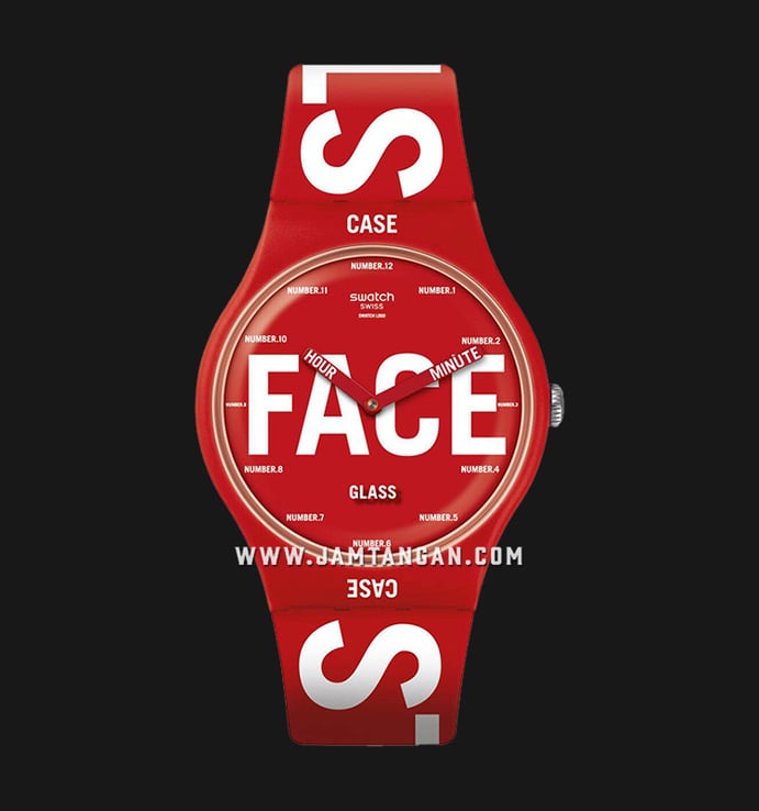 Swatch Originals SUOR115 Swatchid Red Dial Dual Tone Rubber Strap