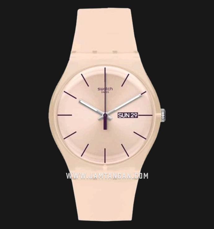 Swatch New Gent Coloured SUOT700 Rose Rebel Pink Dial Soft Pink Silicone Strap
