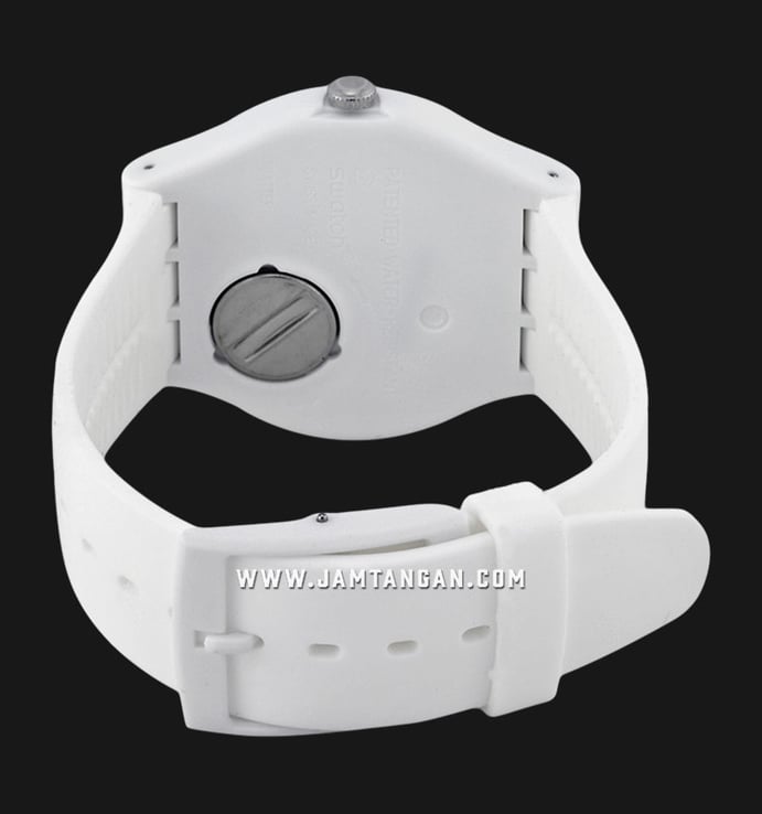 Swatch New Gent Lacquered SUOW100 White Lacquered Skeleton Dial White Silicone Strap