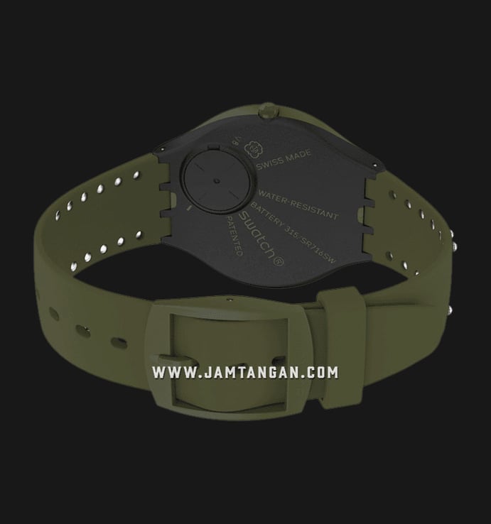 Swatch Skinspikes SVOG101 Green Olive Dial Dark Green Silicone Strap