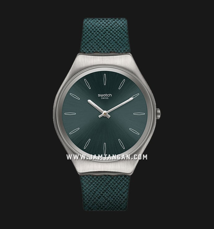 Swatch Skin SYXS121 Petrol Men Green Dial Green Leather Strap