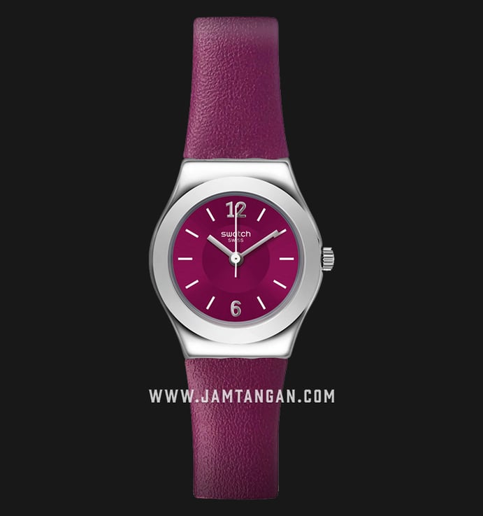 Swatch YSS330 Justwine Ladies Purple Dial Purple Leather Strap