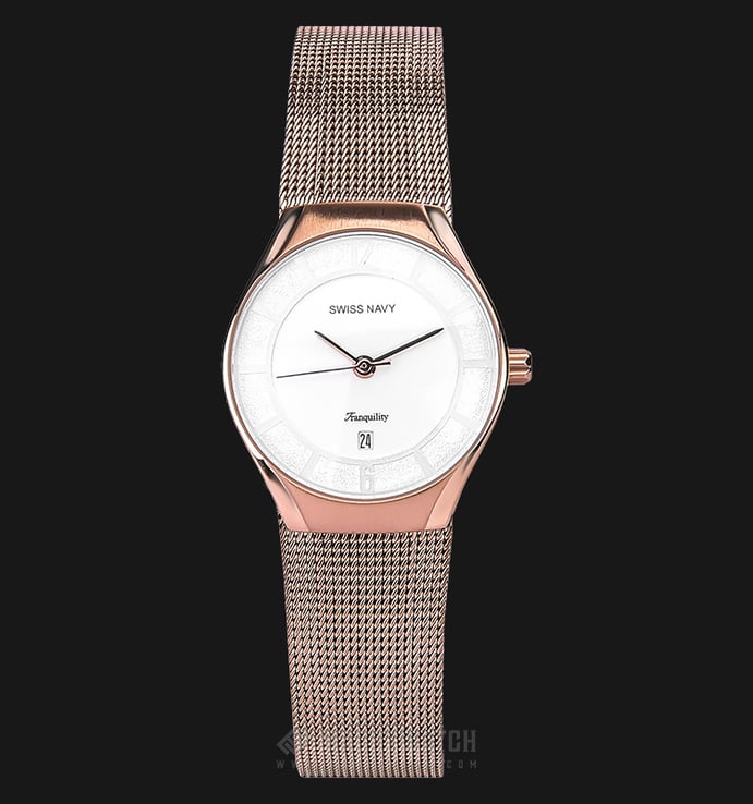SWISS NAVY 6816LRGWH Tranquility Ladies White Dial Rose Gold Case Rose Gold Stainless Steel Strap