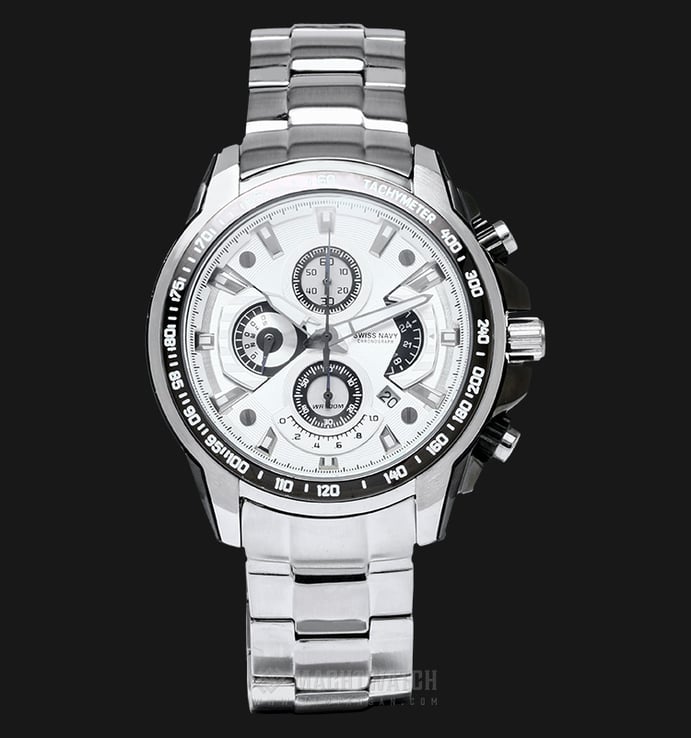 SWISS NAVY 8003MSSWH Man Chronograph White Dial Stainless Steel