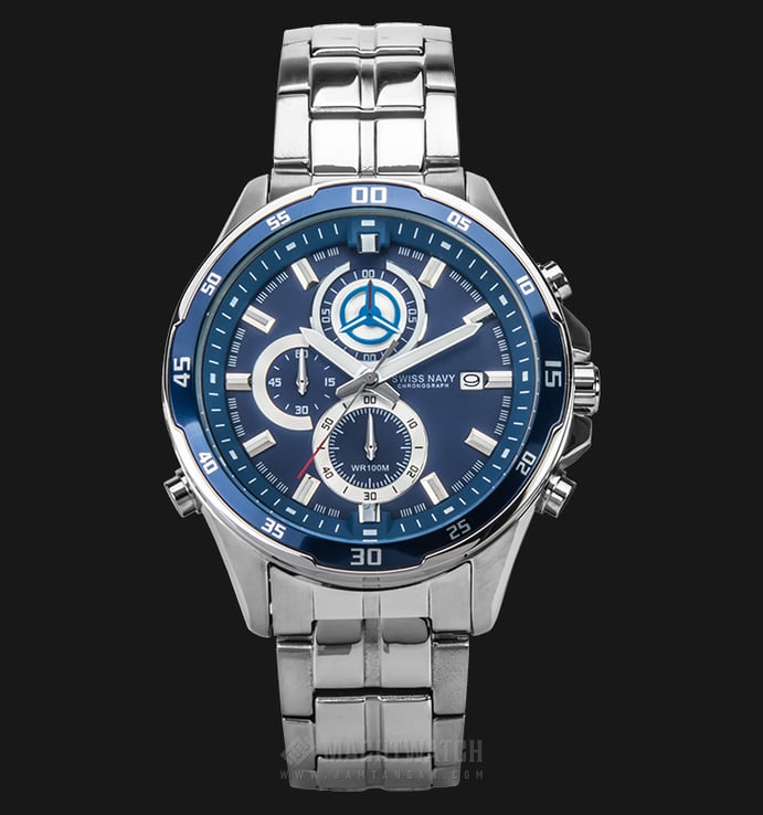 SWISS NAVY 8006MSSBL Men Chronograph Blue Dial Stainless Steel