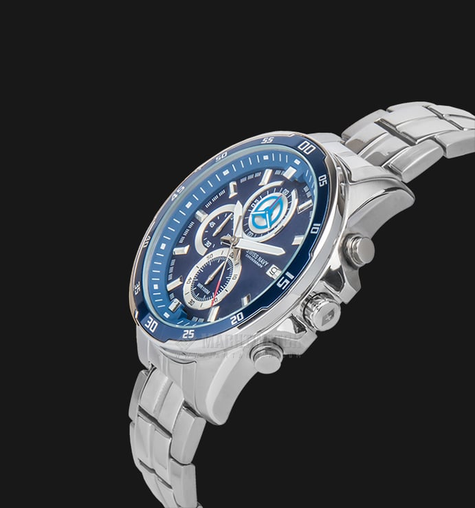 SWISS NAVY 8006MSSBL Men Chronograph Blue Dial Stainless Steel