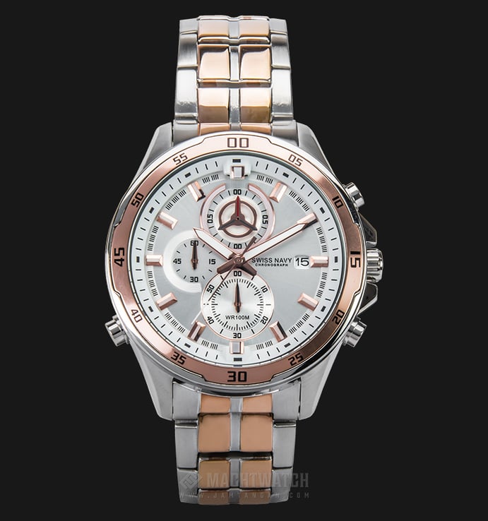 SWISS NAVY 8006MTGRGWH Men Chronograph Silver Dial Stainless Steel