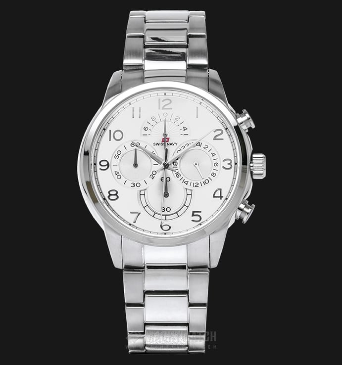 SWISS NAVY 8307MSSWH Man Chronograph White Dial Stainless Steel