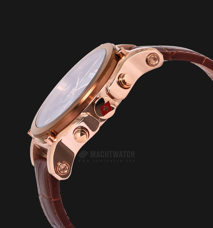 SWISS NAVY 8309MRGBNBN Man Chronograph Brown Pattern Dial Rose-gold Case Brown Leather Strap