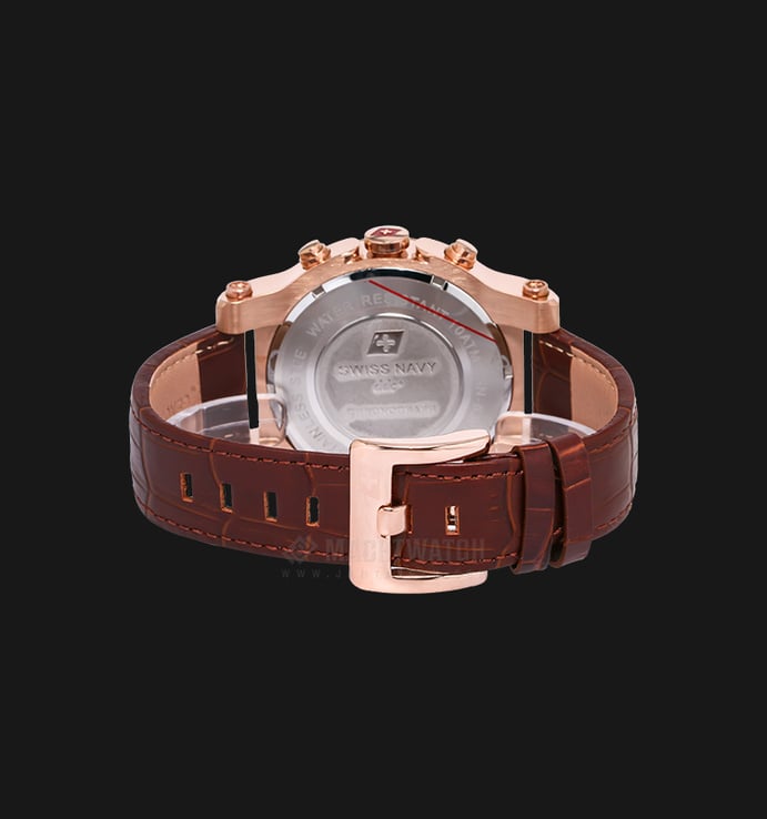SWISS NAVY 8309MRGBNBN Man Chronograph Brown Pattern Dial Rose-gold Case Brown Leather Strap