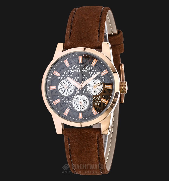 SWISS NAVY 8310LRGBN Ladies Brown Dial Rose Gold Case Brown Leather Strap