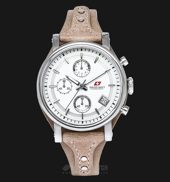 SWISS NAVY 8330LSSWHCR Women Chronograph White Dial Leather Strap