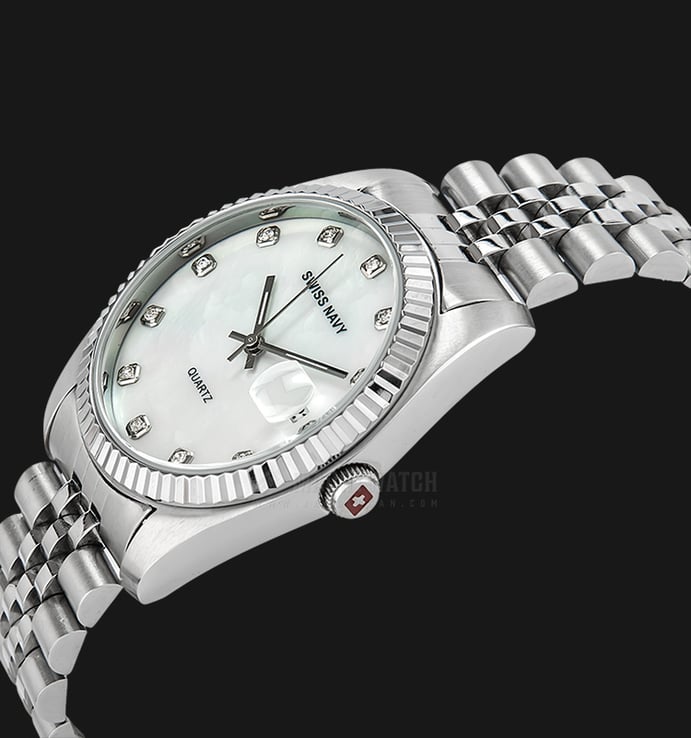 SWISS NAVY 8348MSSWH Men White Dial Stainless Steel Strap