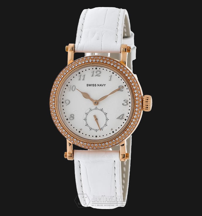 SWISS NAVY 8588LRGWH Woman White Dial White Leather Strap