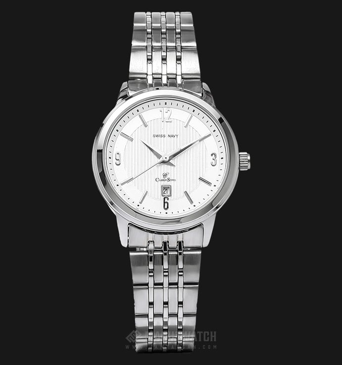 SWISS NAVY Classic 8942LSSWH Ladies White Pattern Dial Stainless Steel
