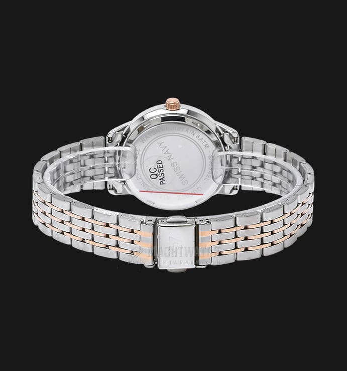 SWISS NAVY Classic 8942LTGRGWH Ladies White Pattern Dial Dual Tone Stainless Steel