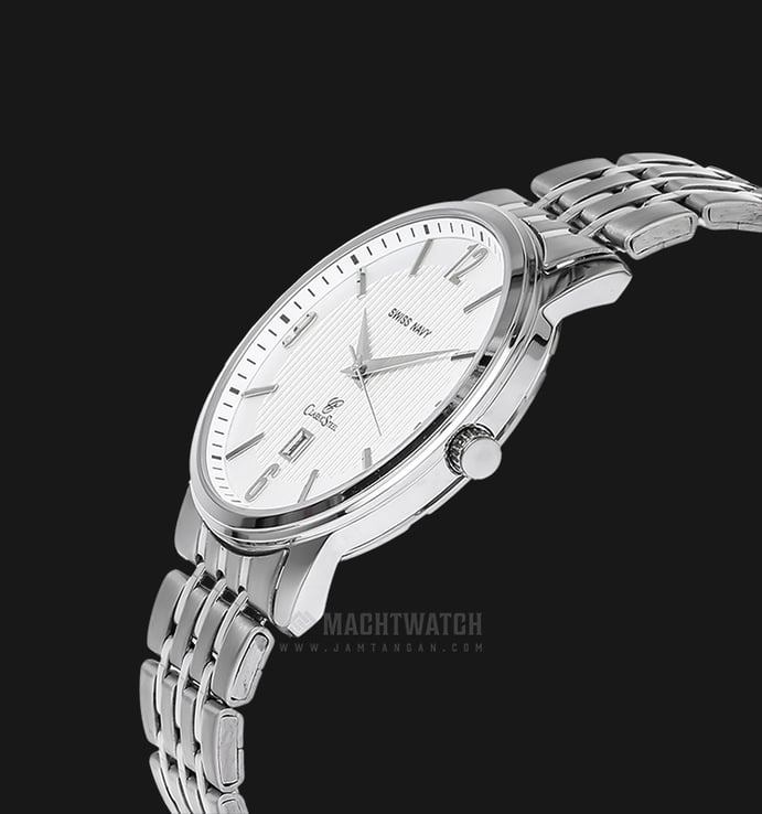 SWISS NAVY Classic 8942MSSWH Men White Pattern Dial Stainless Steel