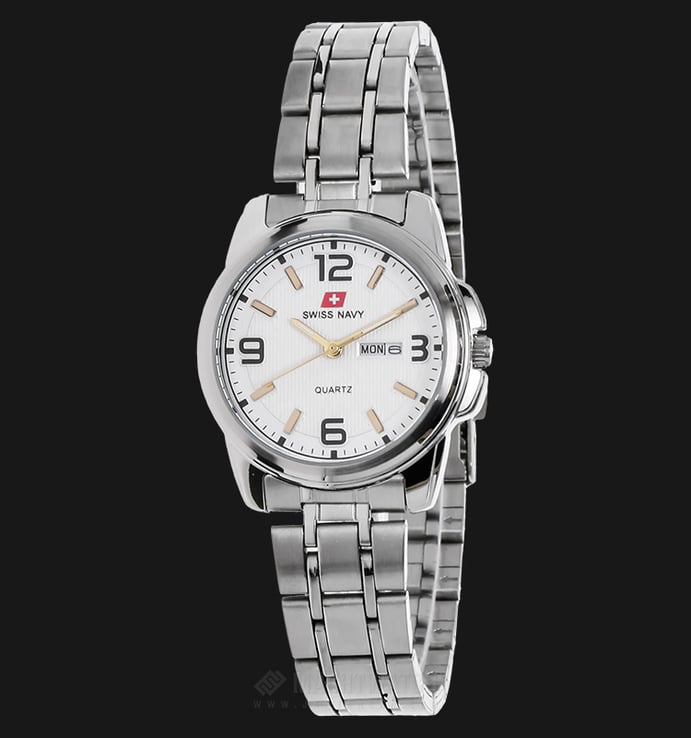 SWISS NAVY 8961LSSWHGP Women White Patterned Dial Stainless Steel