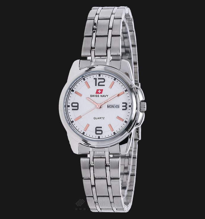 SWISS NAVY 8961LSSWHRG Women White Patterned Dial Stainless Steel