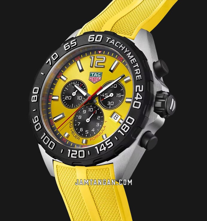 TAG Heuer Formula 1 CAZ101AM.FT8054 Chronograph Yellow Dial Yellow Rubber Strap