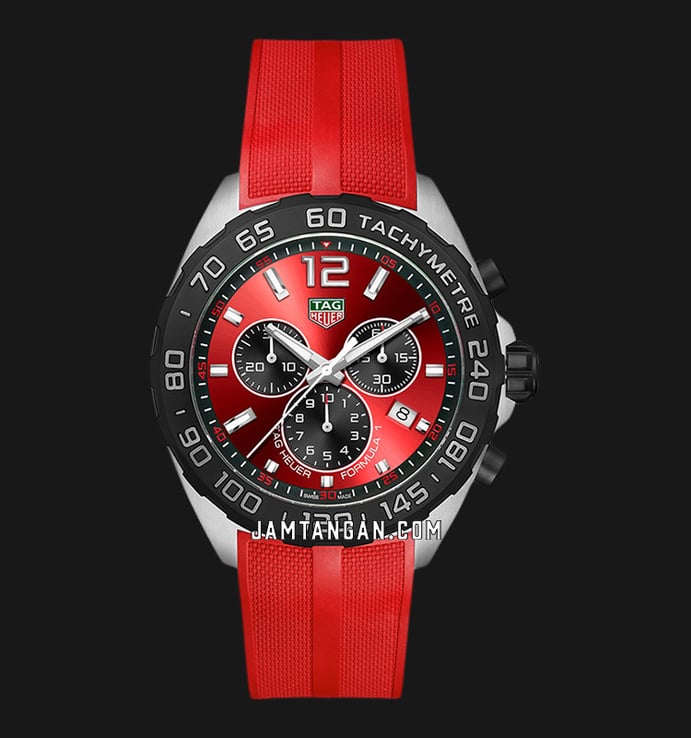 TAG Heuer Formula 1 CAZ101AN.FT8055 Chronograph Black Red Dial Red Rubber Strap