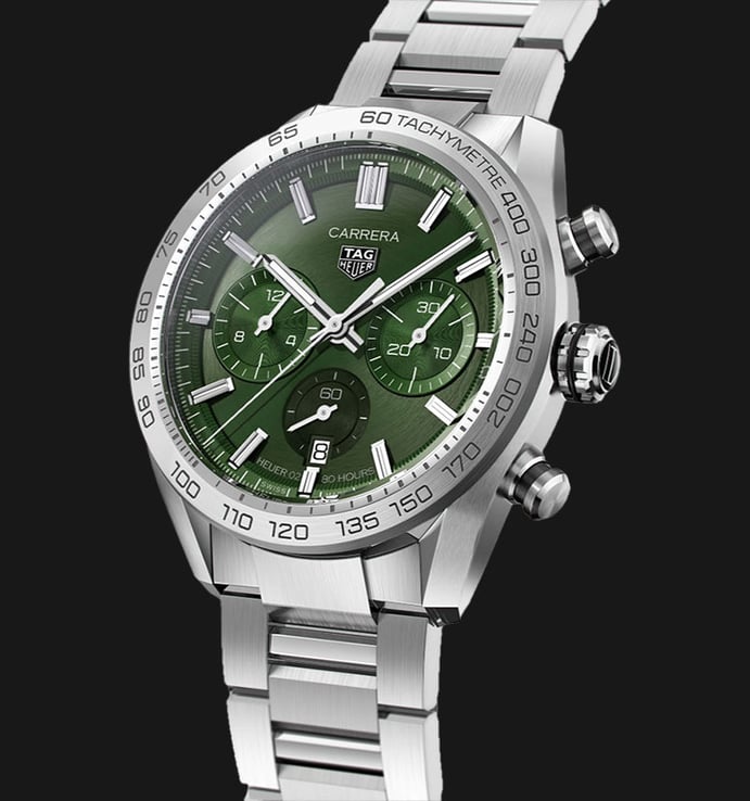 TAG Heuer Carrera CBN2A10.BA0643 Automatic Chronograph Green Dial Steel Strap