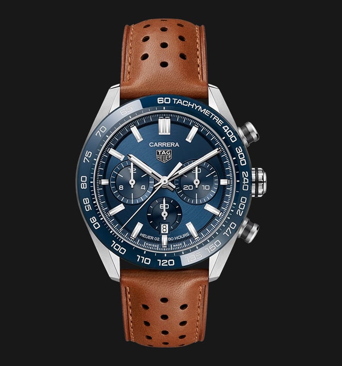 TAG Heuer Carrera CBN2A1A.FC6537 Automatic Chronograph Blue Dial Brown Leather Strap