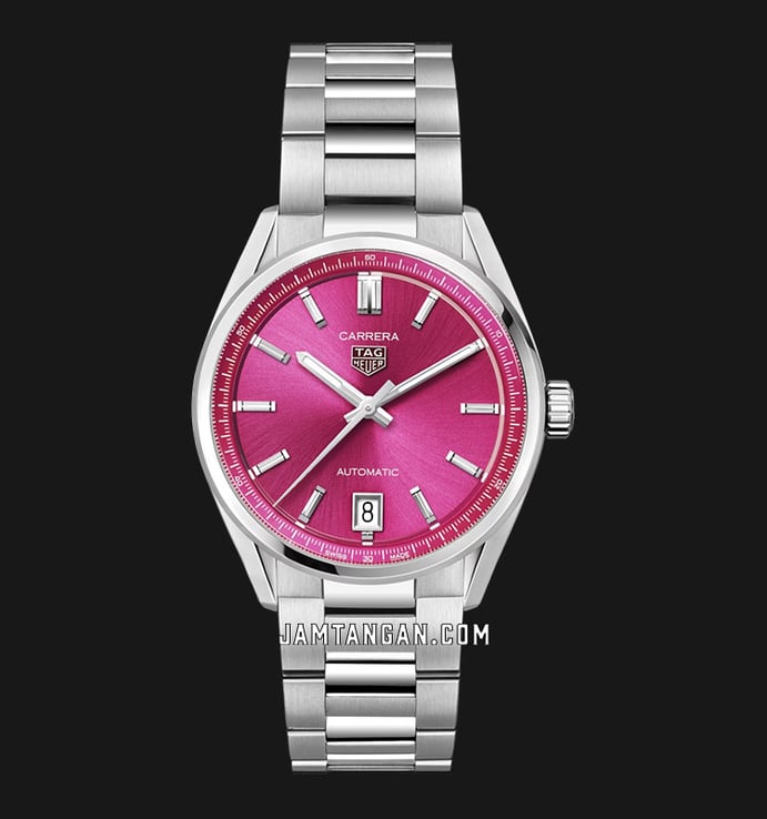 TAG Heuer Carrera WBN2313.BA0001 Automatic Pink Dial Fine Brushed Steel Strap