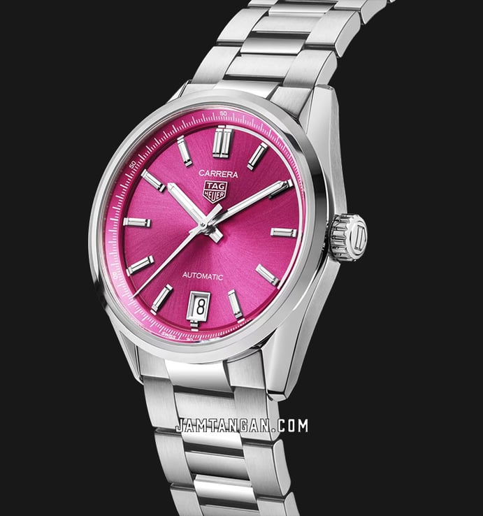 TAG Heuer Carrera WBN2313.BA0001 Automatic Pink Dial Fine Brushed Steel Strap