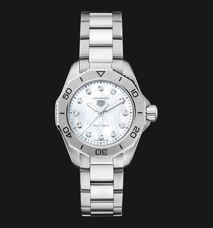 TAG Heuer Aquaracer WBP1416.BA0622 Professional 200 White MOP Dial Fine Brushed Steel Strap