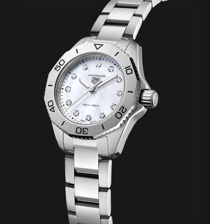 TAG Heuer Aquaracer WBP1416.BA0622 Professional 200 White MOP Dial Fine Brushed Steel Strap