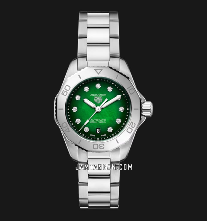 TAG Heuer Aquaracer WBP2415.BA0622 Professional 200 Automatic Green Dial Steel Strap